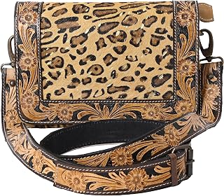 Merbaa Hantooled Women’s Leather Leopard Clutch Shoulder Cross body Fur HandBags Ethnic Customs Leather Purse Classic Bag