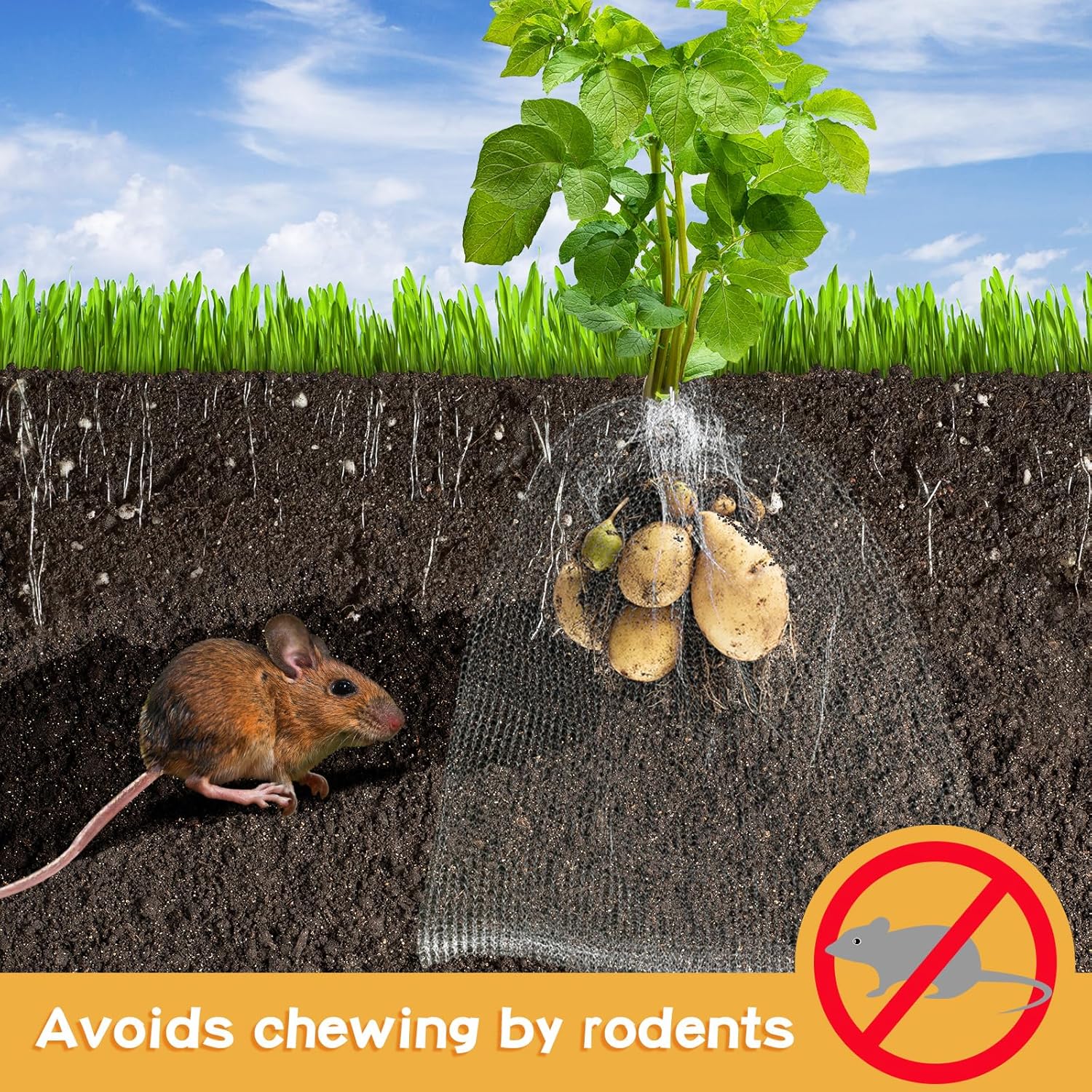 10 Pcs Root Guard Gopher Proof Wire Basket Stainless Steel Gopher Baskets Planter Cages for Planting Underground Knitted Wire Plant Protector Garden Netting for Root Protection(15 Gallon)