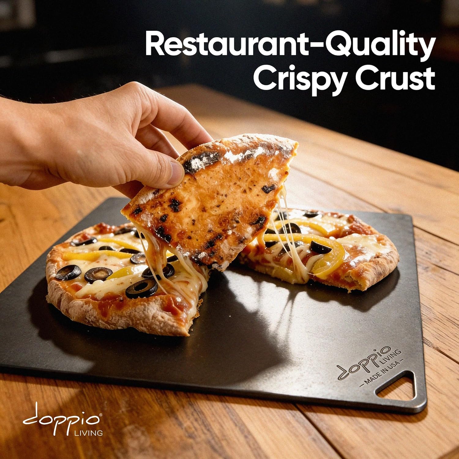 Pizza Steel for Oven | Made in USA | 16" x 14.25" | Pre-Seasoned Baking Steel for Bread, Pizza, Sourdough & More | Premium Quality Crust at Home | Use in Oven, Grill, BBQ | 1/4" Thick