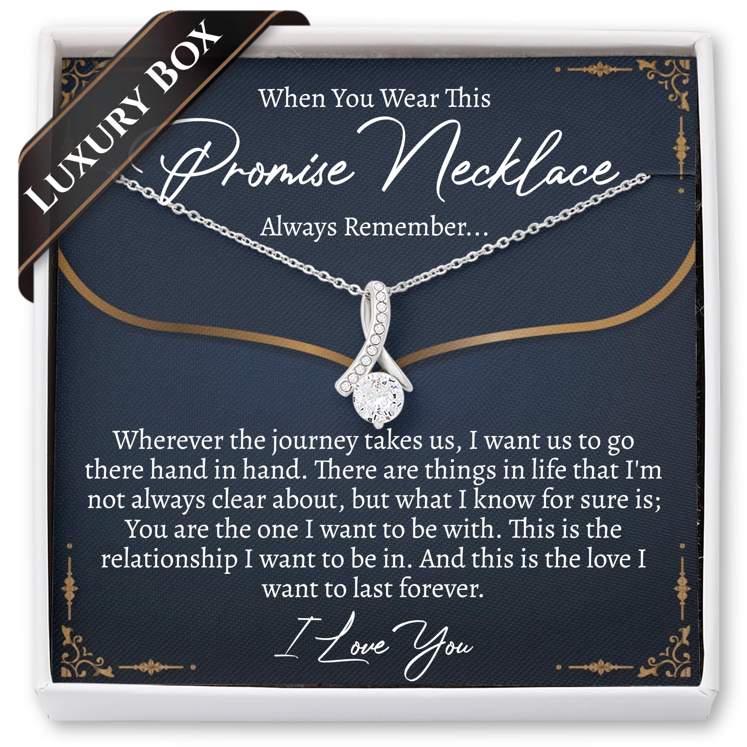 Promise 14k White Gold Necklace | Romantic Birthday Gift | Promise Necklace | Best for Girlfriend