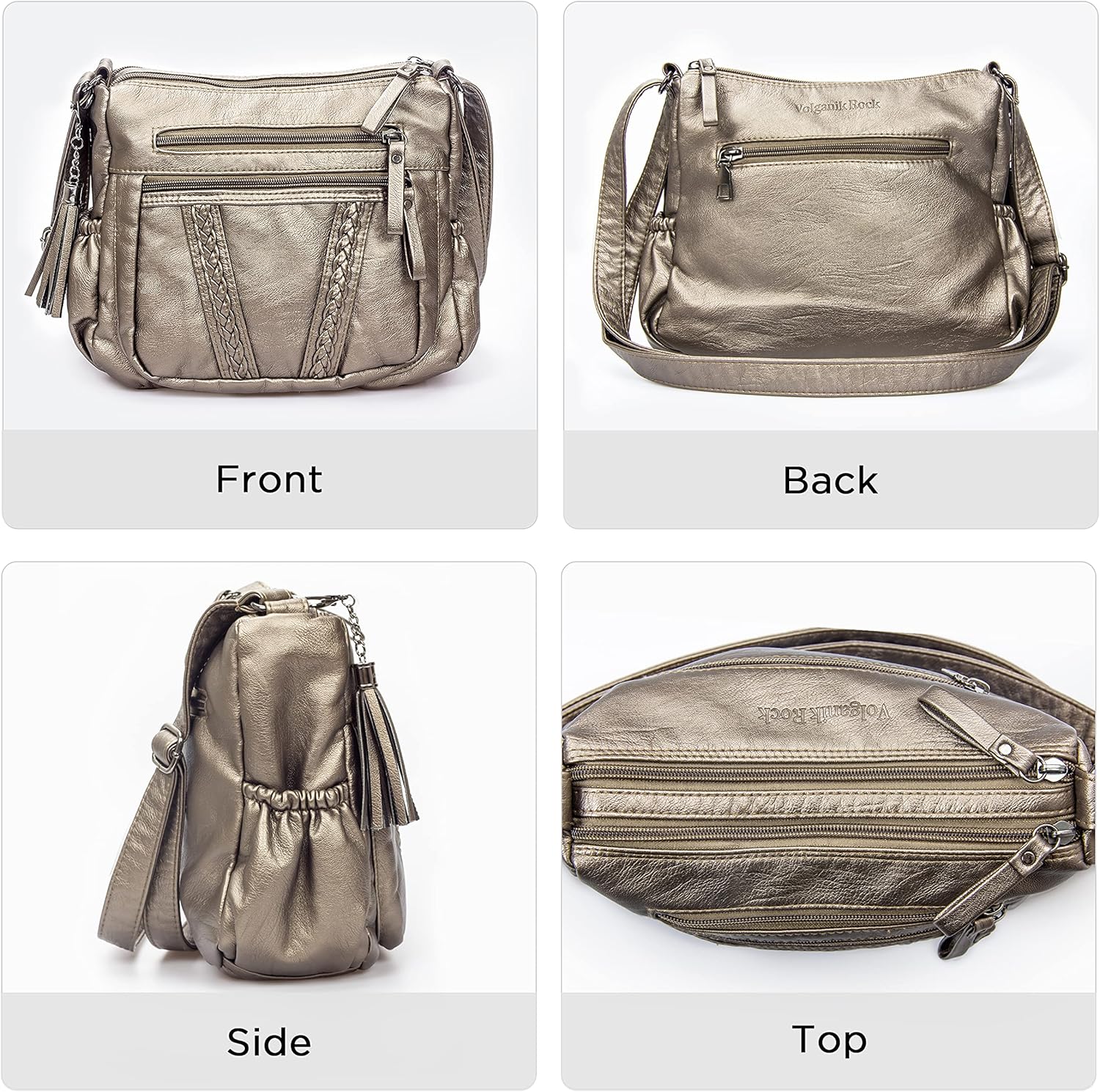 VOLGANIK ROCK Crossbody Bag for Women with Tassel Ladies Soft PU leather Purses and Handbag Pocketbooks - Image 4