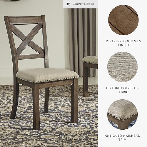 Miniatura 4 de Signature Design by Ashley Moriville Modern Farmhouse 19" Upholstered Dining Room Chair, 2 Count, Brown Marrón oscuro
