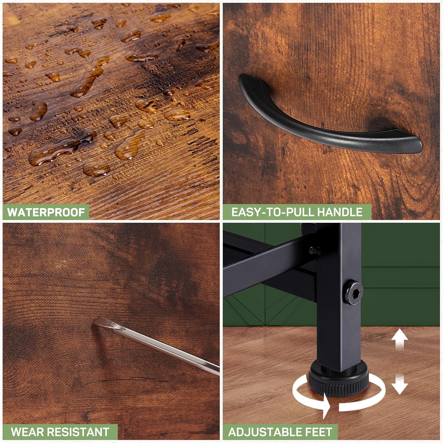 Dresser for Bedroom, 9 Storage Drawers, Anti-Tip Tall Fabric Closet Chests Organizer Tower Furniture with Wooden Top Metal Frame for Clothes, Living Room, Hallway, Entryway