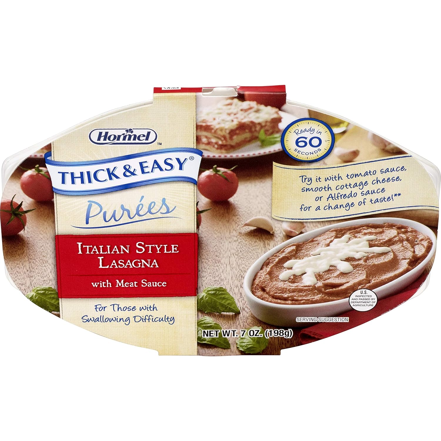 Thick & Easy Italian Style Beef Lasagna Purée, 7 oz Tray - Ready-to-Use Thickened Puree for Safe Swallowing