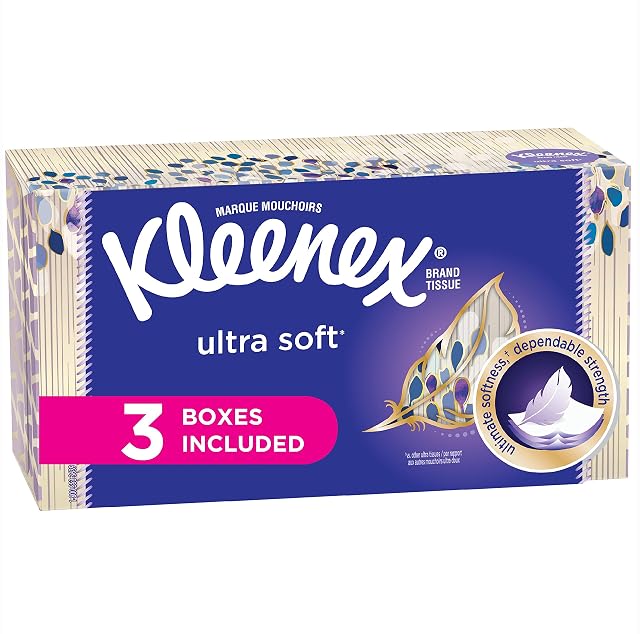 Kleenex Ultra Soft Facial Tissues Flat Box 120 Tissues per Flat Box 3 Packs