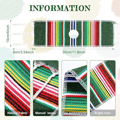Miniatura 2 de Irenare 10 piezas de poncho de cerveza mini serapes cubiertas para botellas de Cinco de Mayo, varios colores, surtidos, ponchos mexicanos para