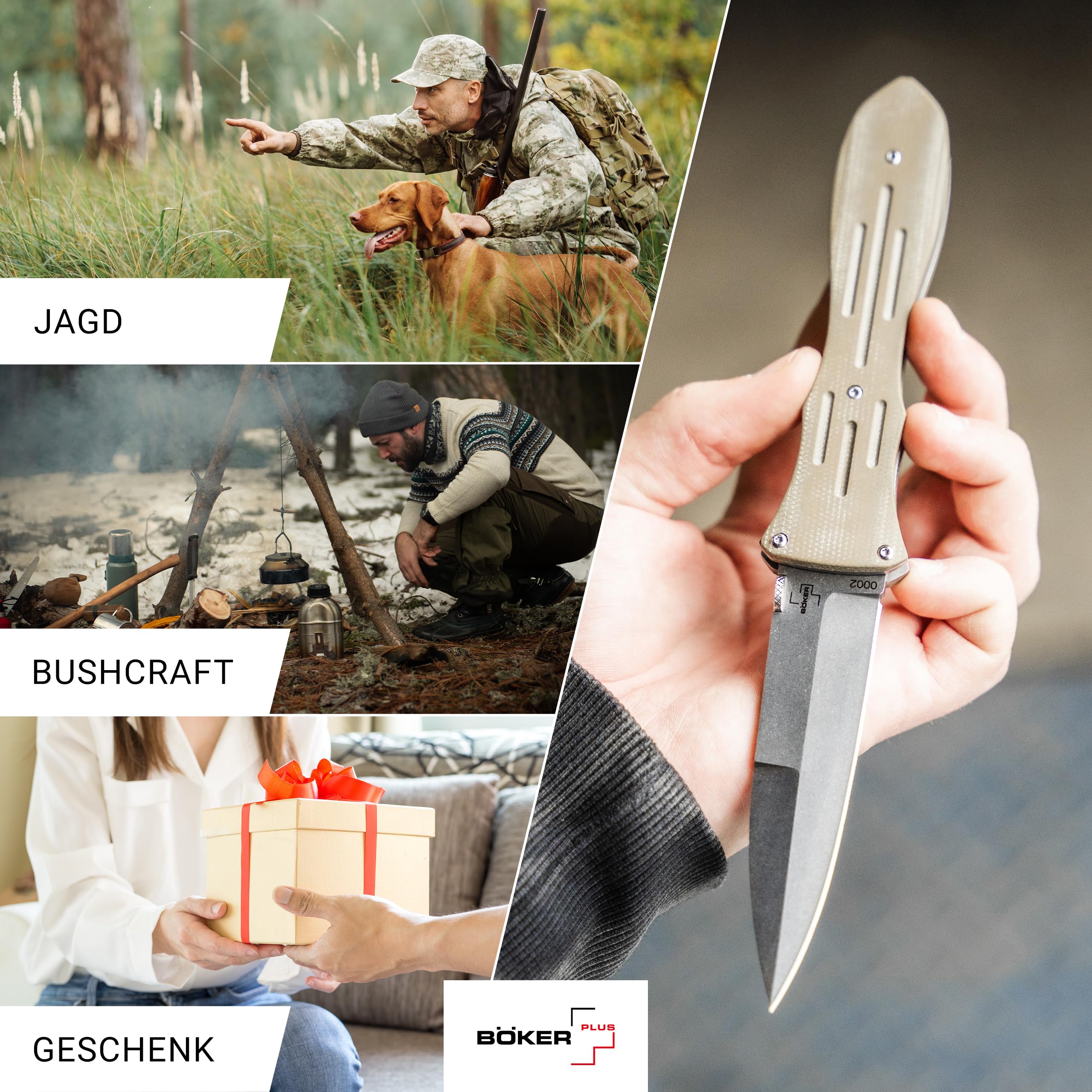 BÖKER PLUS® Atropos - Profi Einhand Taschenmesser mit VG-10 Stahl Dolch Klinge - taktisches Klappmesser - Tactical Linerlock Dagger Knife - 1 Hand Messer mit Micarta Griff - Einsatzmesser mit Clip