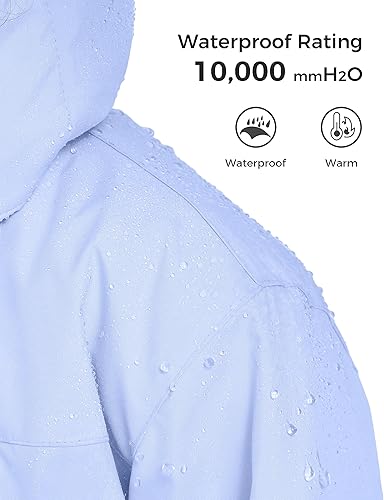 Miniatura 4 de ZSHOW Chaqueta de esquí para niñas, impermeable, cálido, abrigo de invierno con capucha de forro polar con piel sintética desmontable