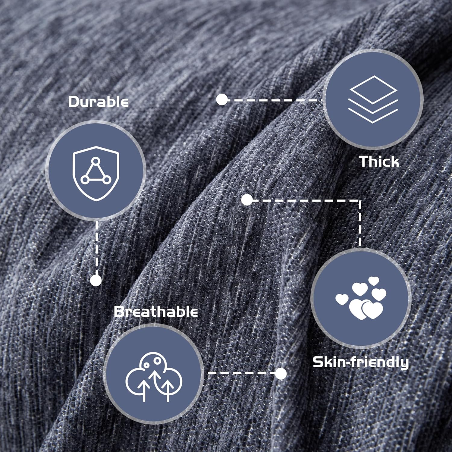 MEETSKY Sofa Cover for 3 Cushion Couch, Pet Friendly 91 Inch Large With Tassel Edge, Modern Washable Slipcover for Dogs and Cats, Universal Throw Cover, 91"x150", Navy Blue