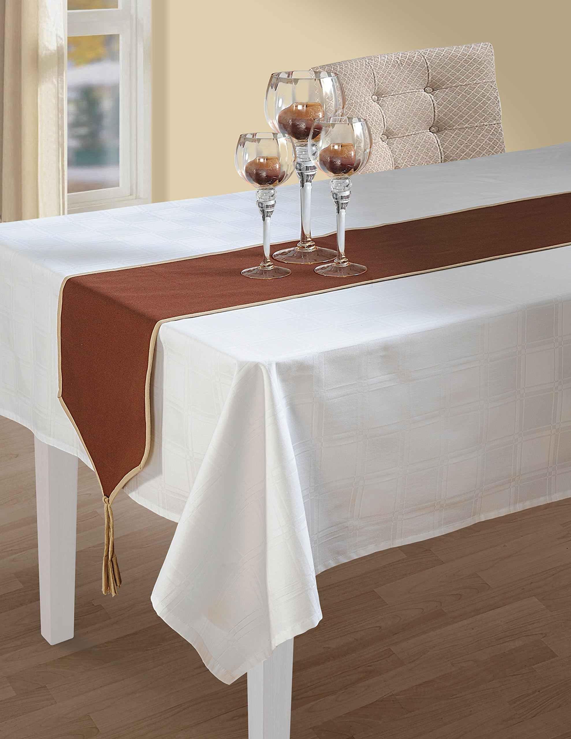 ShalinIndia Solid Color Cotton Table Runner-13x72 inch Table Linens for The Dining Room-Brown,Reversible