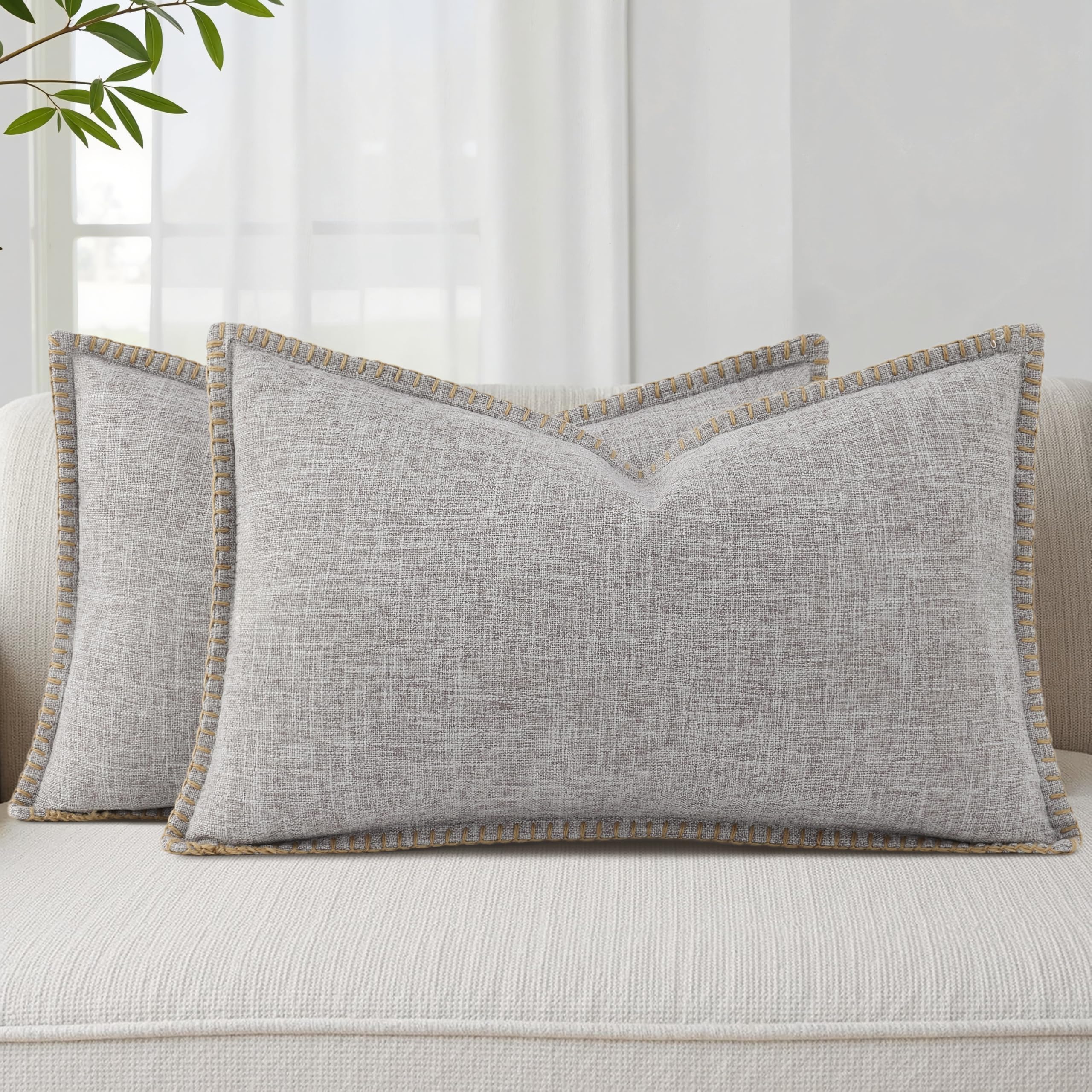 Housse de coussin en lin gris clair decorUhome 30x50 cm, lot de 2 pour la maison