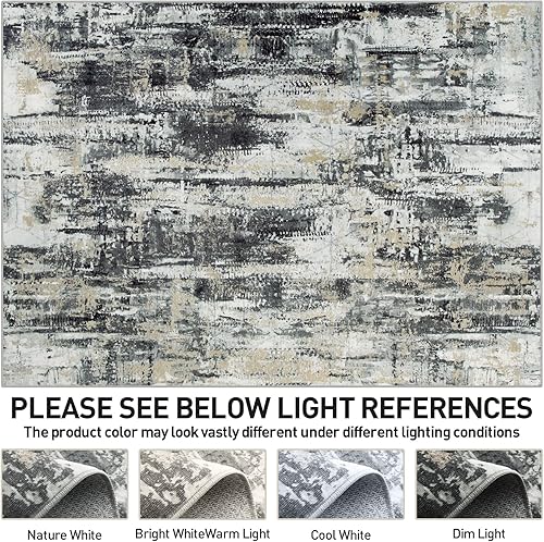 Miniatura 7 de Tapete lavable de 8 x 10 pies grande, moderno, abstracto, suave, antideslizante, sin desprendimiento, delgado, para dormitorio, comedor, sala, casa