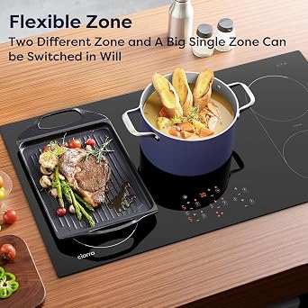 CIARRA 36 inch Induction Cooktop, 5 Burners 9600W Built-in Induction Stovetop with Double Flexi Zone, Booster, Timer & Safety Lock Professional HeavyDuty