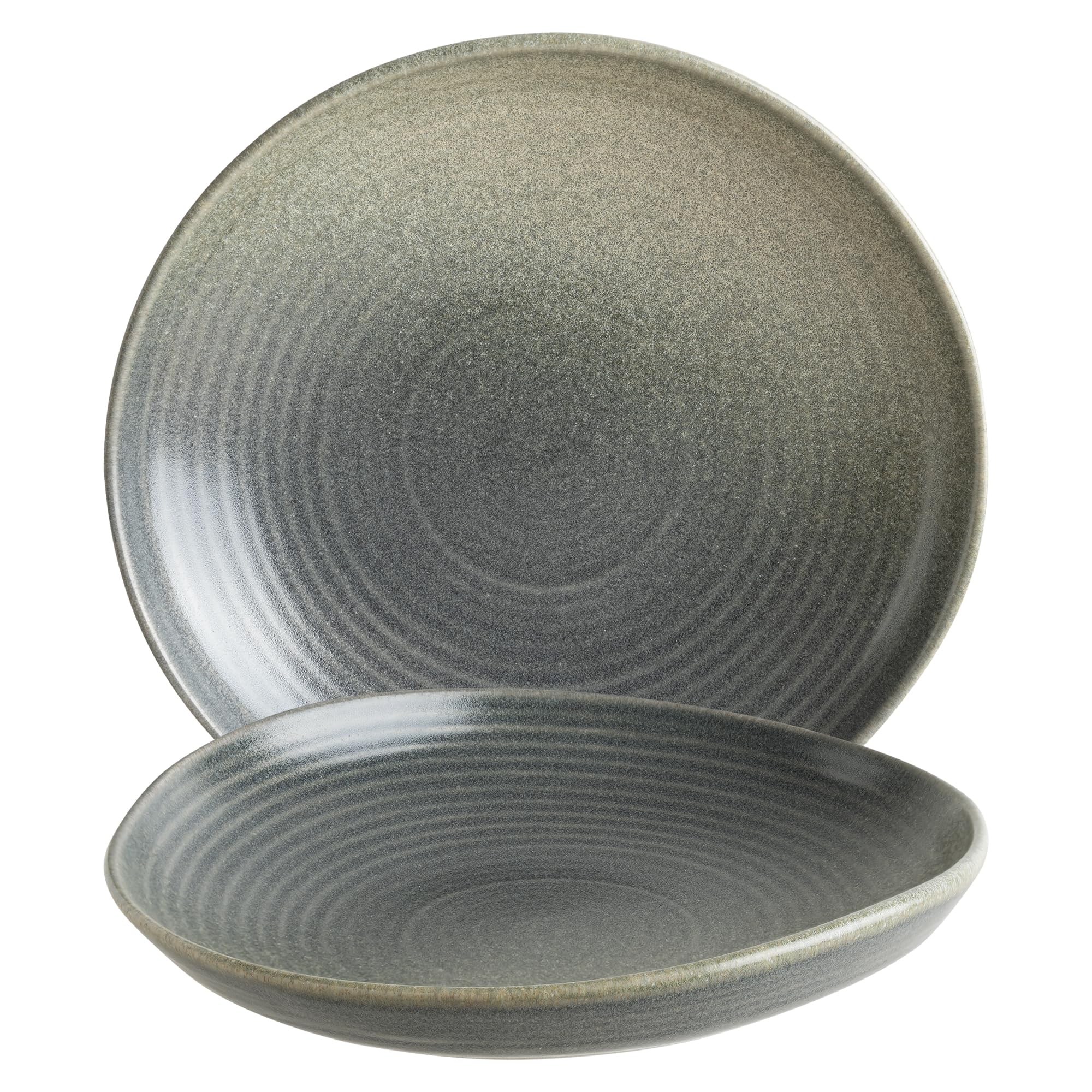 Bonna Hornfels Ripple – 6er Set Tiefe Speiseteller Ø 26 cm | Porzellan Grau | Suppenteller für Alltag, Anlässe & Gastronomie | Spülmaschinen- & Mikrowellengeeignet | HORRPL26CK