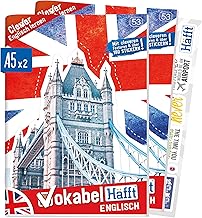2 x English Vocabulary Book A5 2 Columns with Sayings, Information on Culture and Colloquial Language, Grammar, Learning Test System, Stickers and Much More