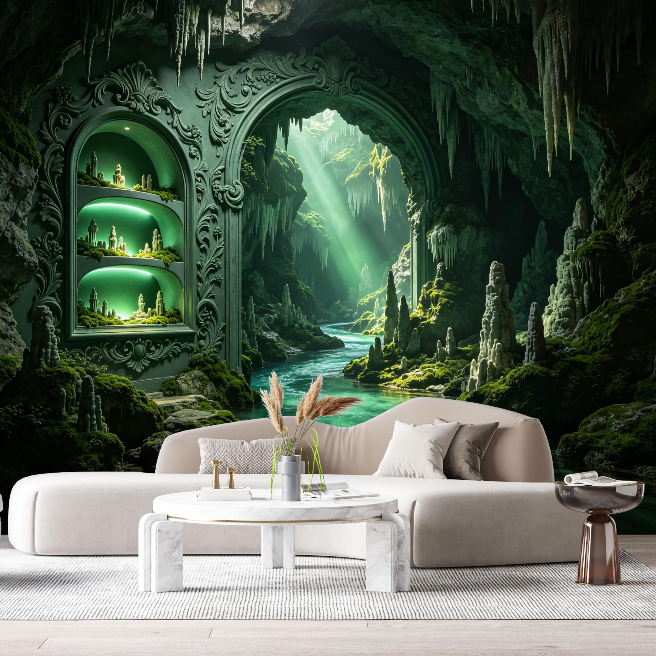 Custom Size Wall Murals Underground Cavern Archway 3D Trompe L'Oeil SelfAdhesiveWall Fabric Removable Wallpaper Wall Decor for Living Room Bedroom Bathroom