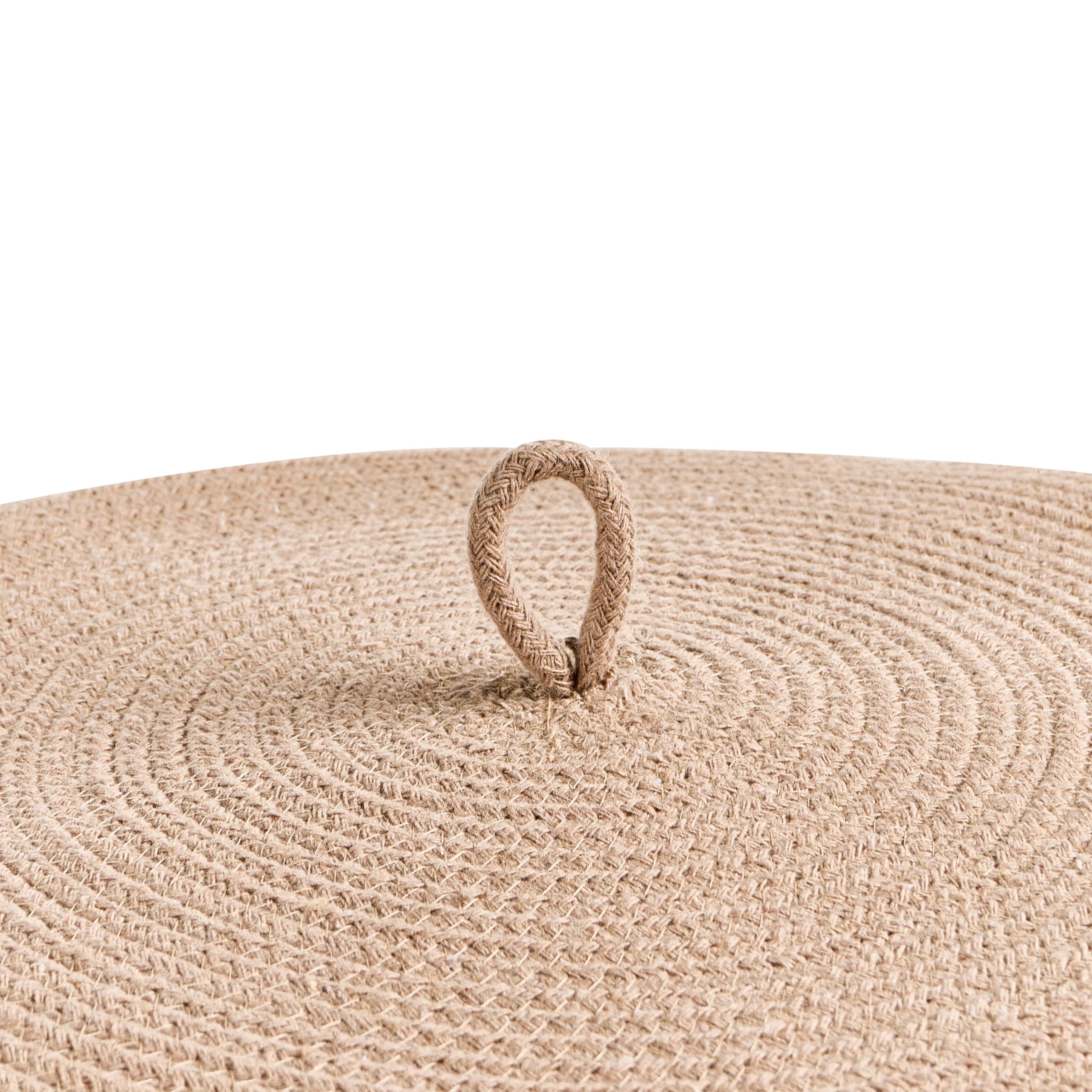 Korb Baumwolle beige geflochten mit Deckel Boho-Design Silopi