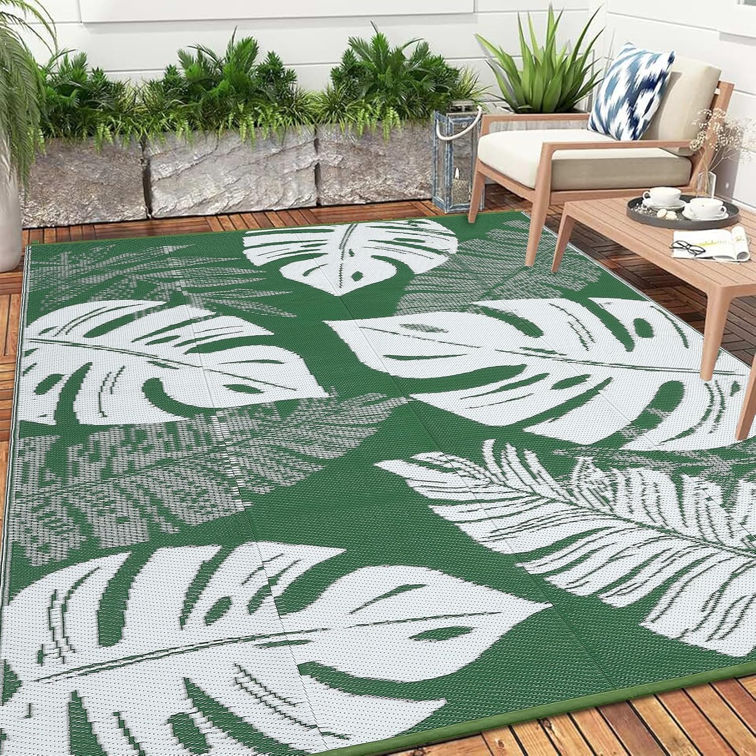 Outdoor Patio Rug Plastic Straw Rug RV camping Waterproof Reversible Carpet Mat - Picture 44 of 48