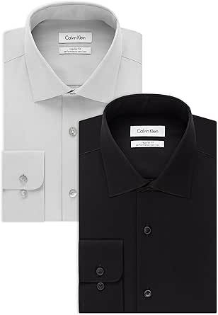 Calvin Klein Men's Dress Shirt Regular Fit Non Iron Herringbone