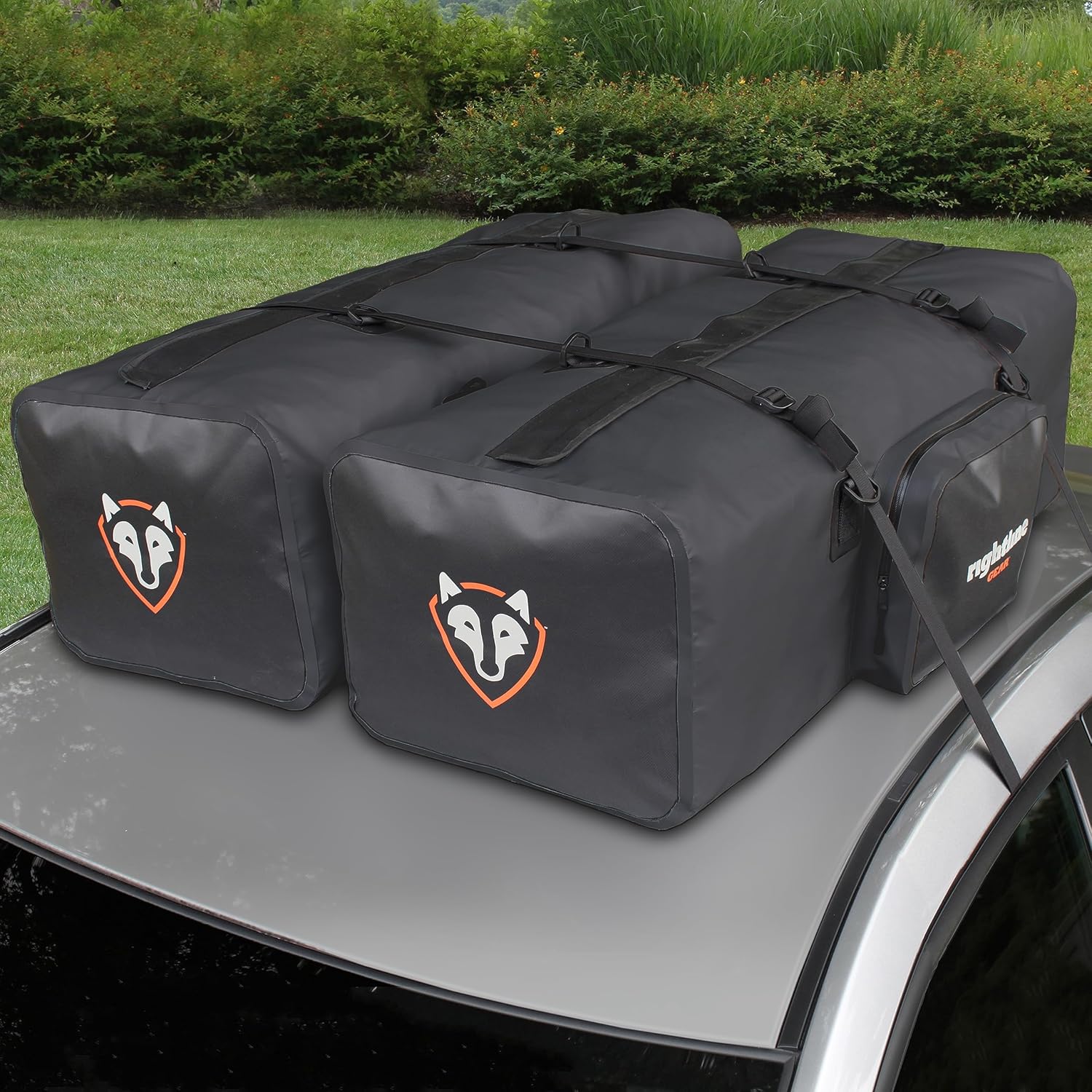 Rightline Gear Car Top Waterproof Duffle Bag For Travel, Attaches With or Without Roof Rack, 120 Liters, Black