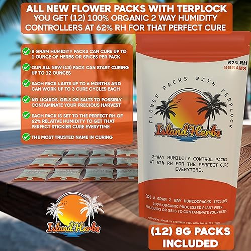 Miniatura 2 de (12) Paquete de controladores de humedad de 2 vías 100% orgánicos 62% 0.28 oz son esenciales para preservar tu perfil de hierbas y frescura..