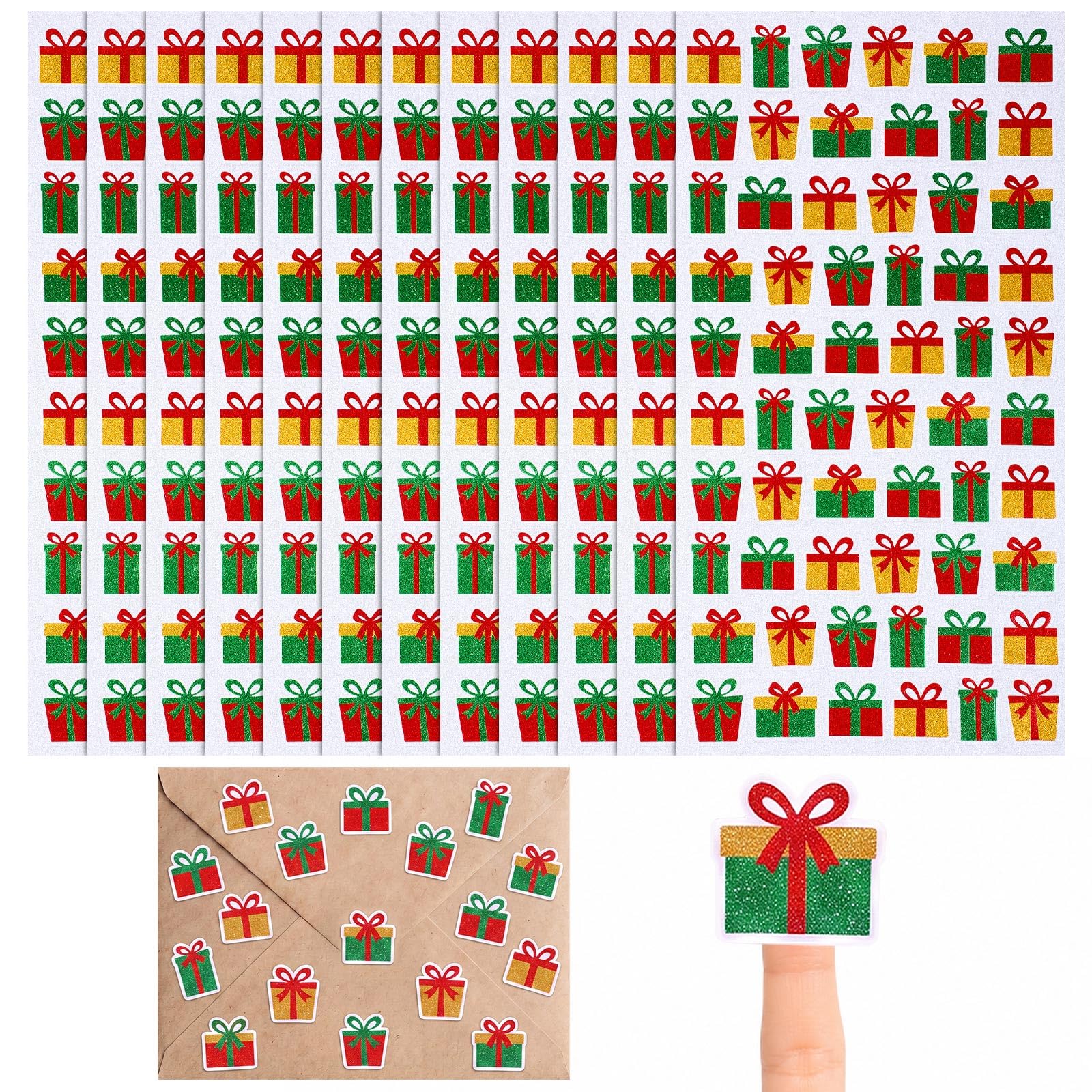 Honoson 600 Pcs Christmas Gift Boxes Tiny Glitter Stickers Self Adhesive