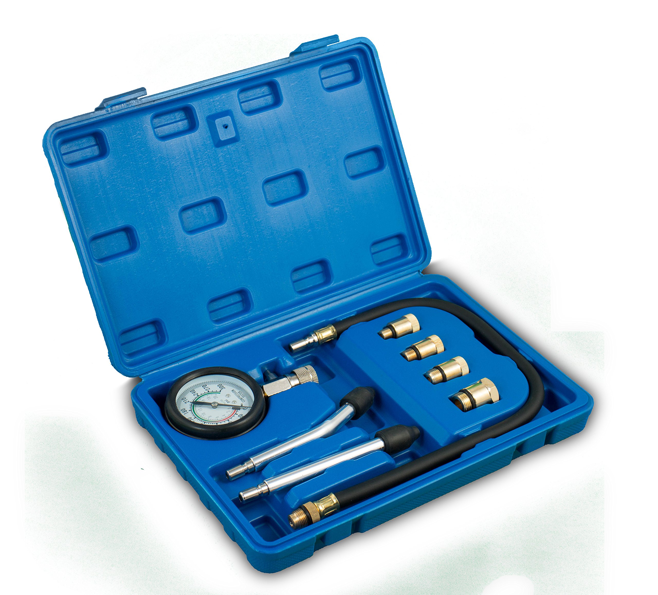 KIT COMPRESIMETRO DIESEL 1000 MANOMETRO 1000 PSI Y COMPRESIMETRO DE GASOLINA UNIVERSAL | MEDIDOR DE COMPRESION DE MOTOR CON ADAPTADORES UNIVERSALES PARA COCHE Y MOTO