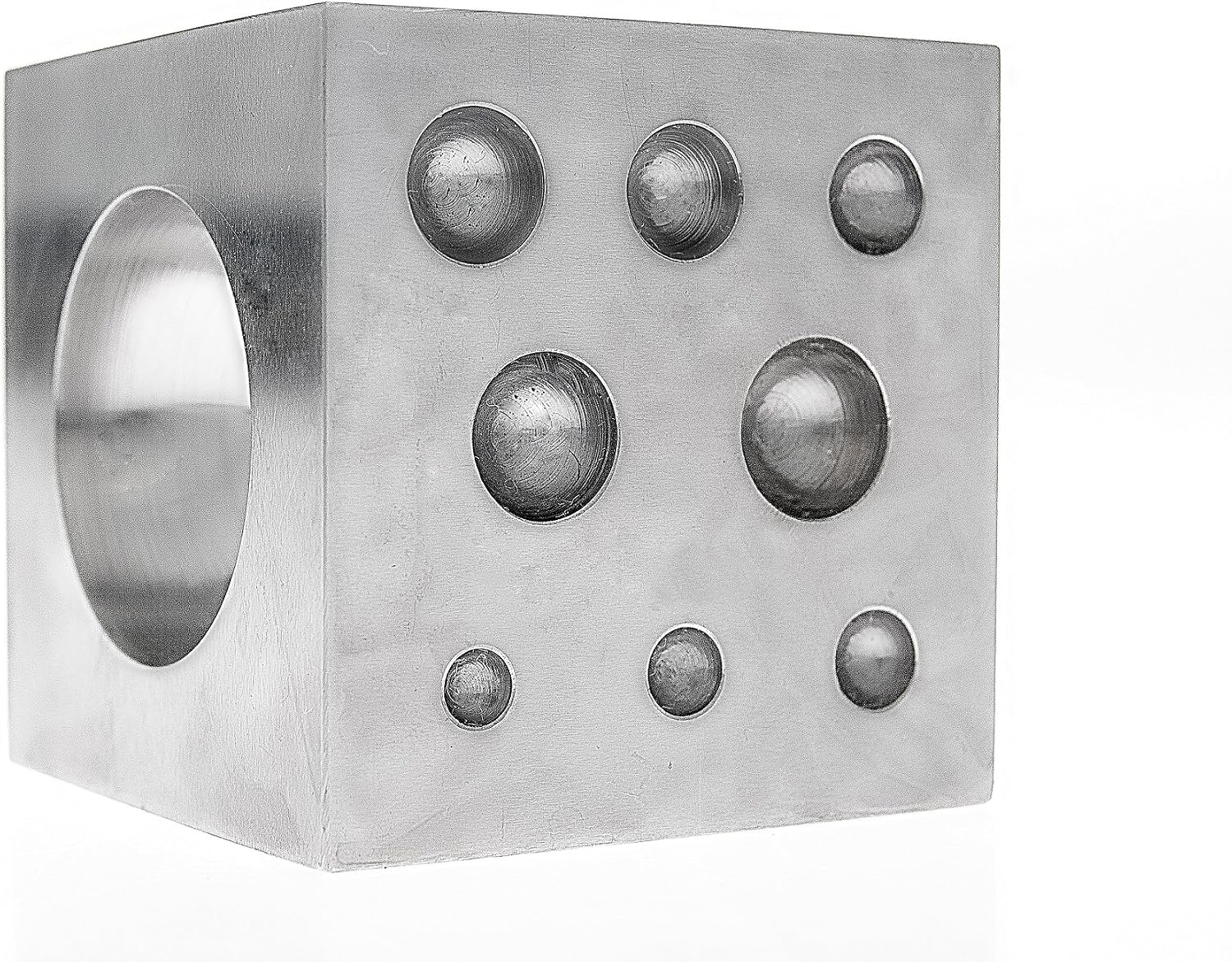 SE Dapping Block Square with Polished High Carbon Steel Cavities, 2" x 2" x 2" - JT3403DS