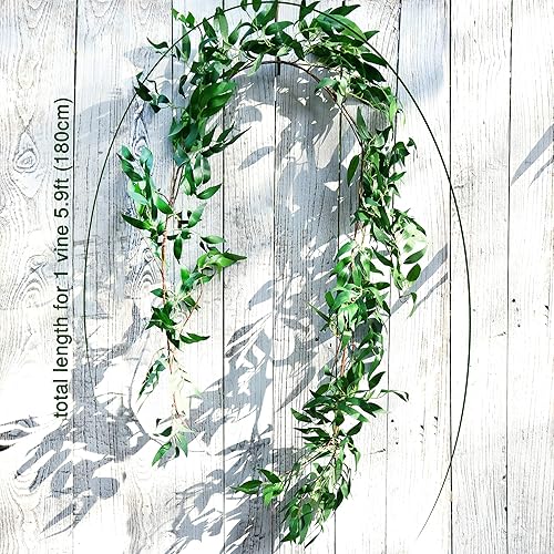 Miniatura 9 de FiveSeasonStuff Guirnalda de sauce rústica colgante, hojas de vid artificiales flexibles para decoración de boda y hogar (2 piezas, 11.8 pies)