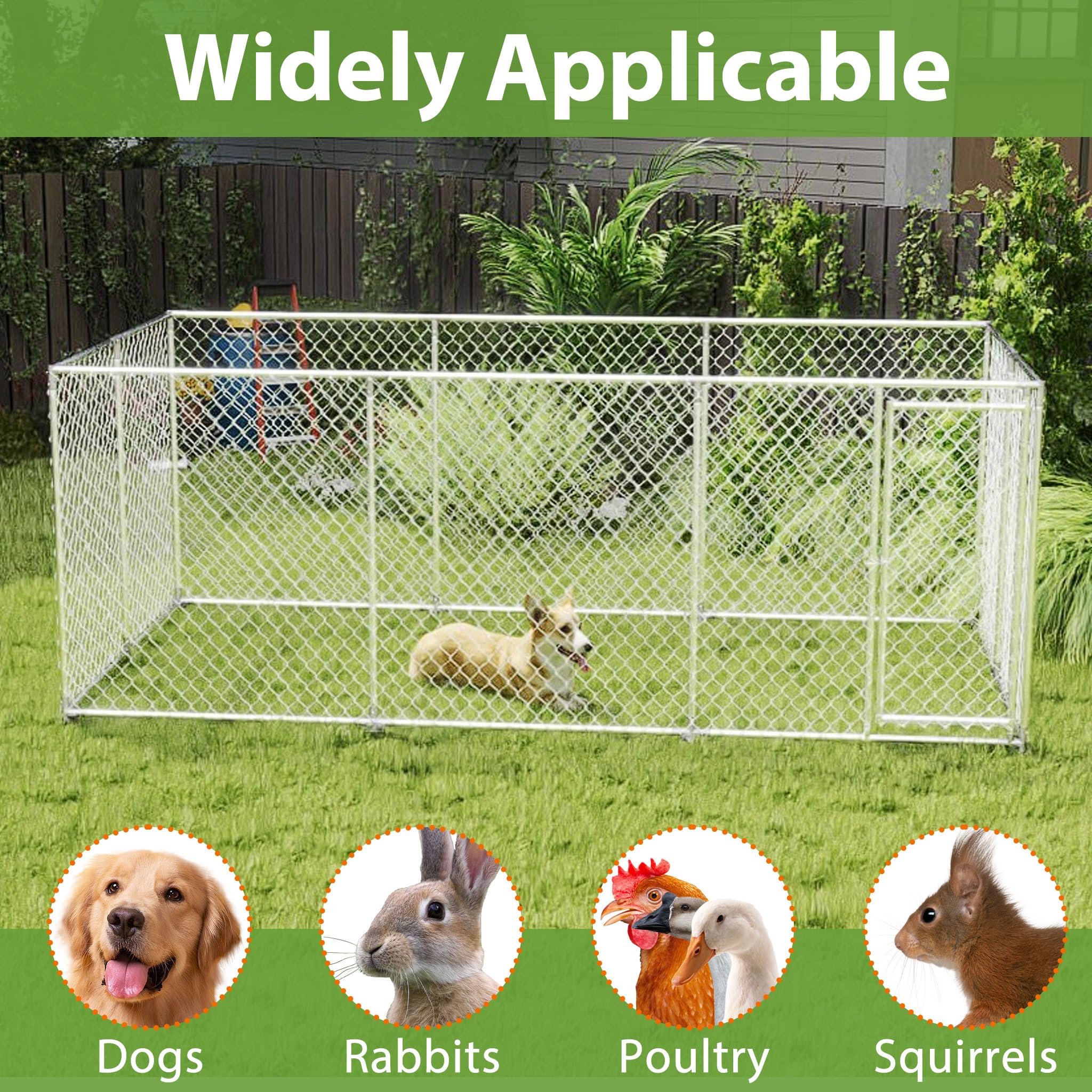 UISEBRT Hundezwinger Hundehütte Outdoor Hundehaus 400x200x150 cm Hundekäfig Welpenlaufstall Verschließbares Riegelsystem und Sicheres Design