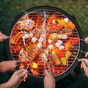 Yaheetech 21inch Fire Pit Portable Folding Steel Fire Bowl Garden Treasures Fire Pit for Outside Fireplace with Carrying Bag, Spark Screen, BBQ Grill & Log Grate for Patio Backyard Camping Bonfire