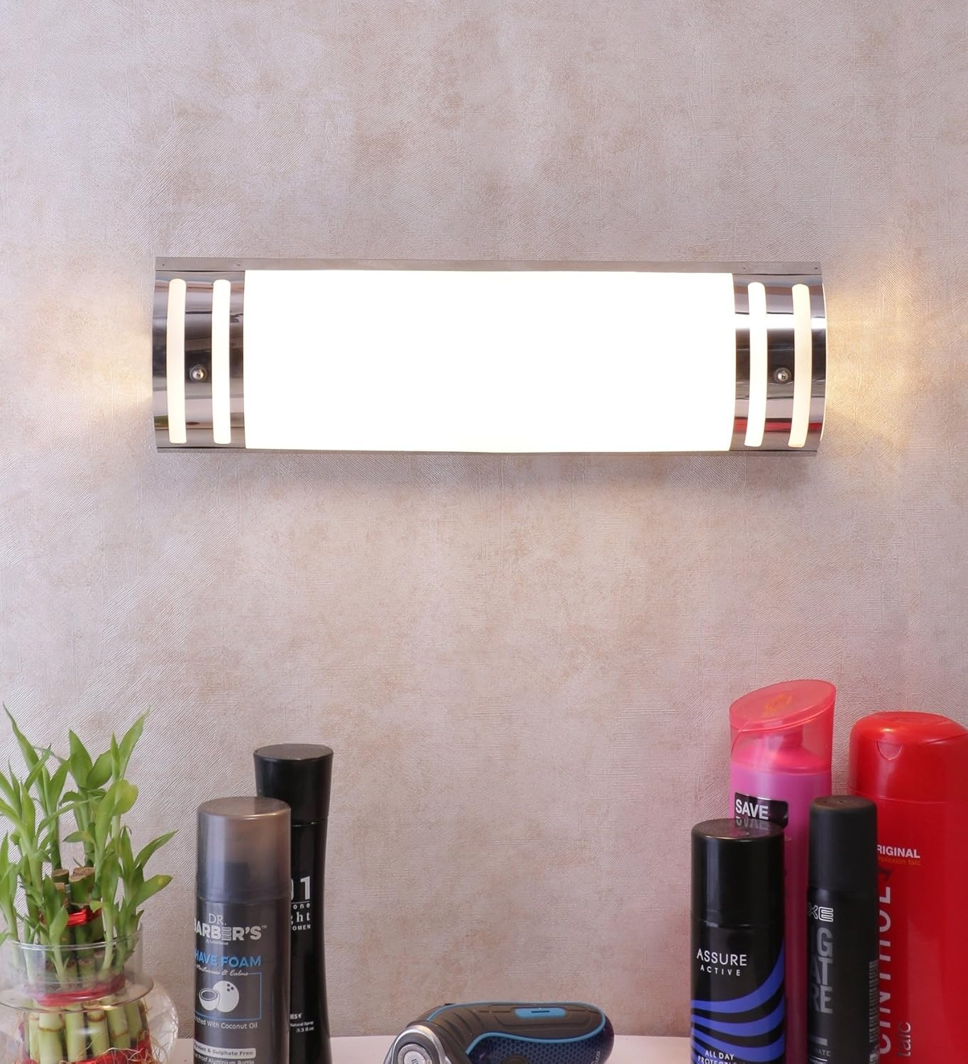 Buy Devansh Off White Steel & Glass Bathroom Light for Wash Basin ...