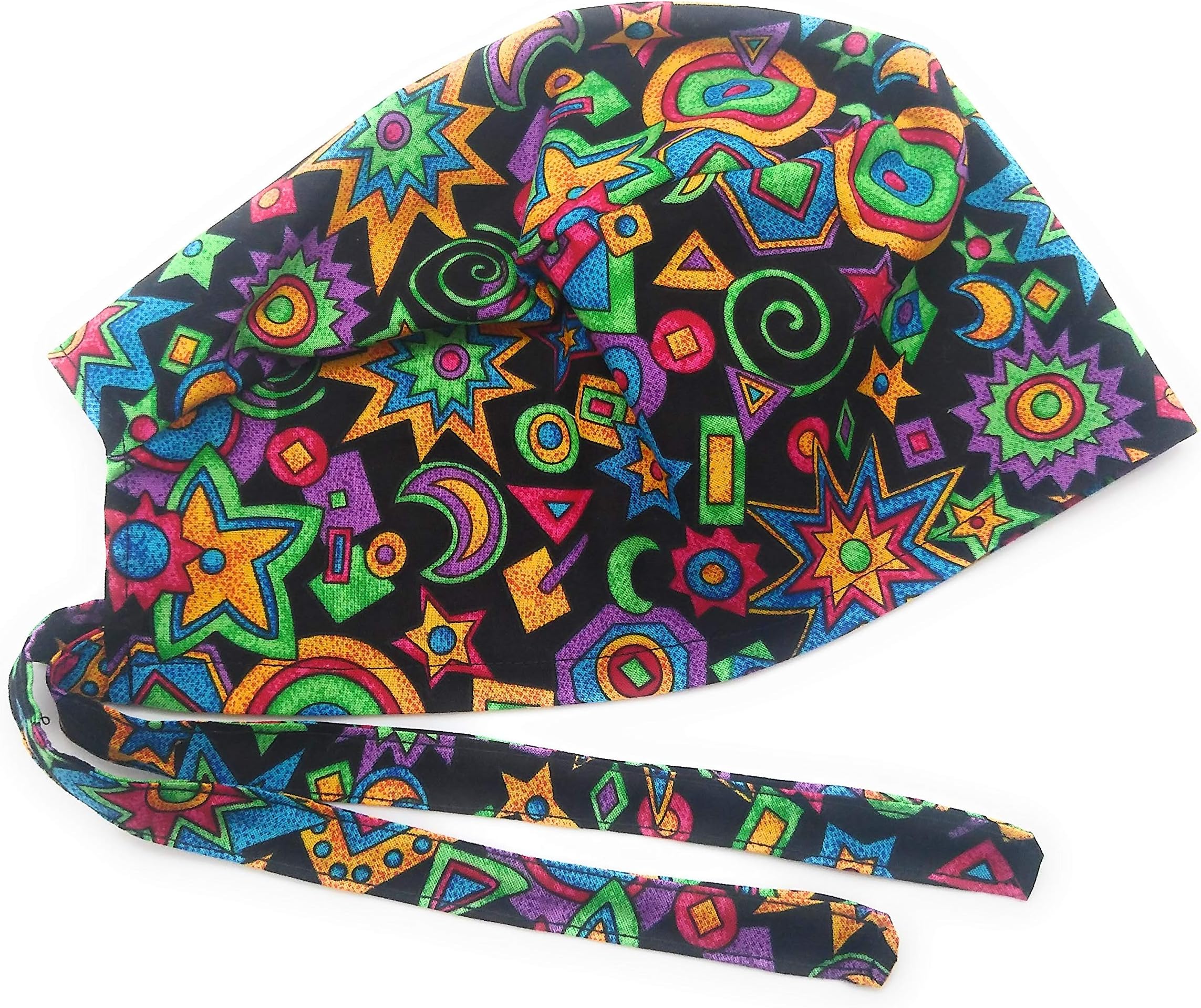 Scrub Hat Colorful Geometric Shapes Cotton Fabric Cap Do-Rag Skull