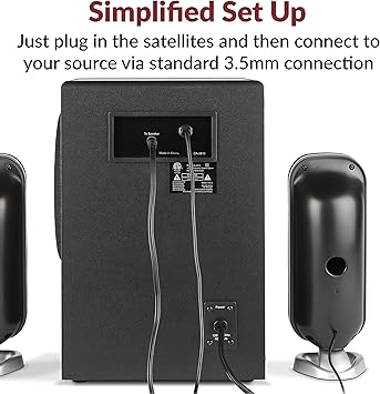 Cyber Acoustics CA-3810 2.1 Multimedia Speaker System with Subwoofer, 80 Watts Peak Power, Strong Bass, Perfect for Music, Movies, and Games