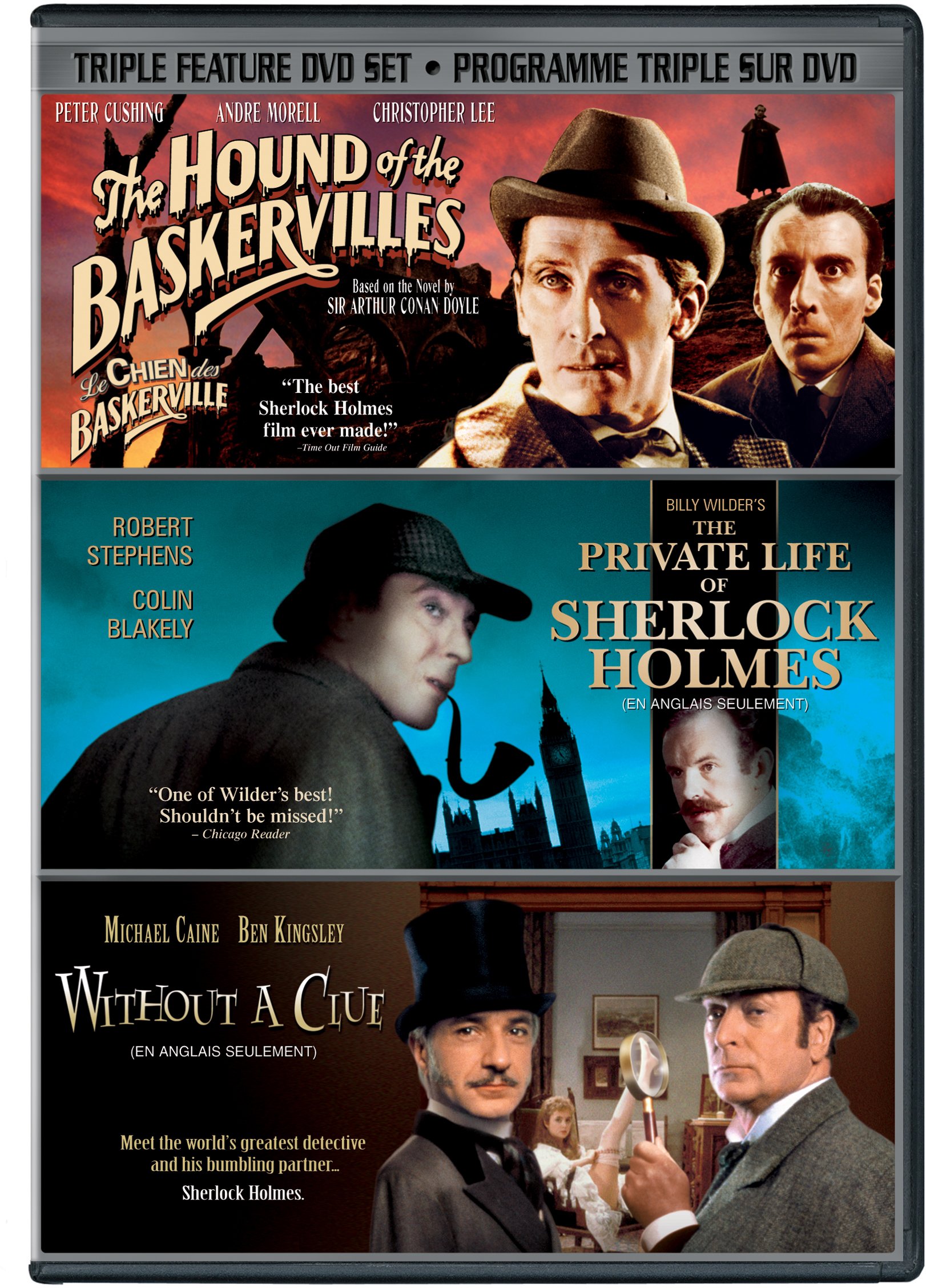 Sherlock Holmes Programme Triple (The Hound of the Baskervilles / The Private Life of Sherlock Holmes / Without A Clue) [DVD]