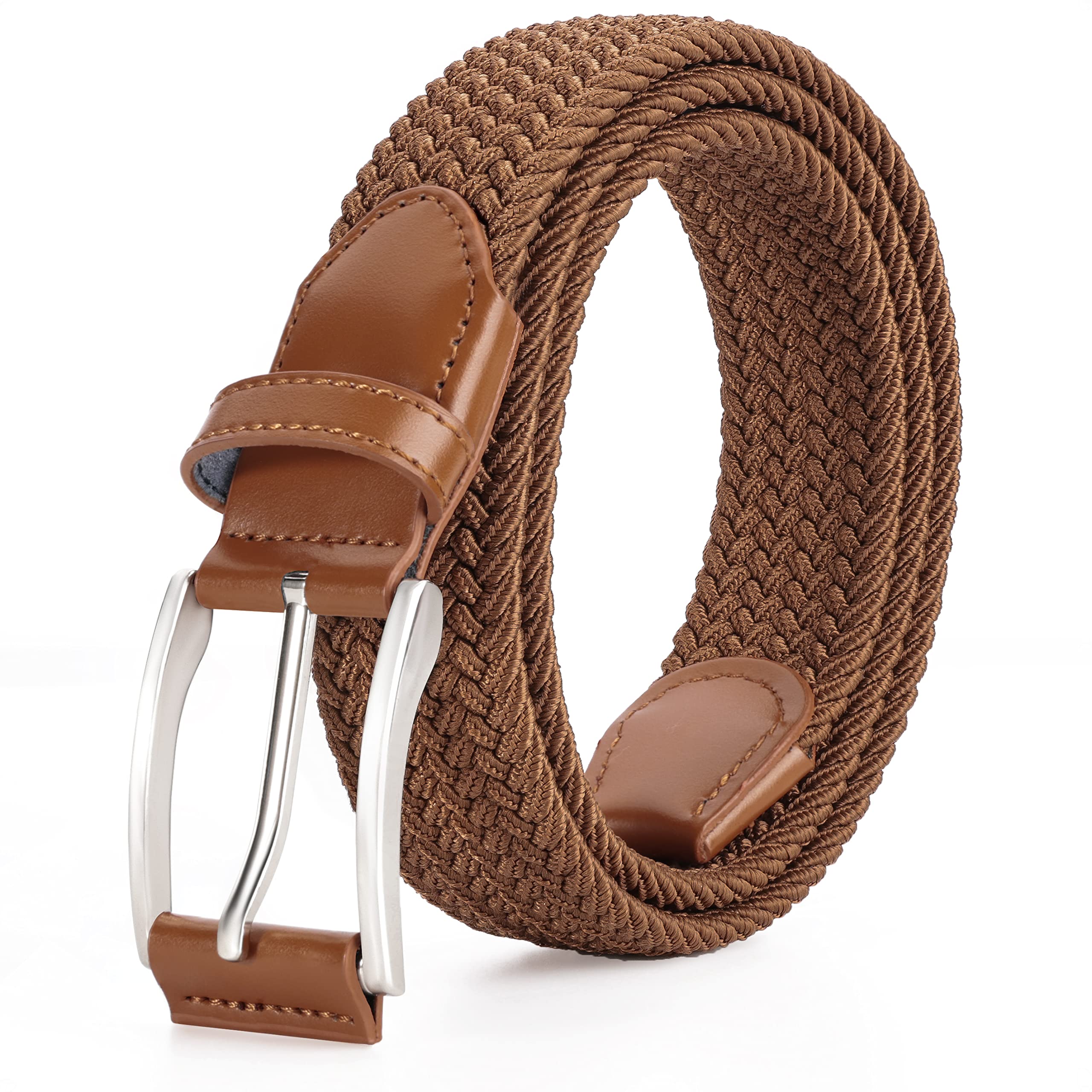 SUNYA Men's Belts Casual- Stretch Belt For Men - Braided Golf Belt - No Buckle Elastic Woven Belt Fit Jeans Pants