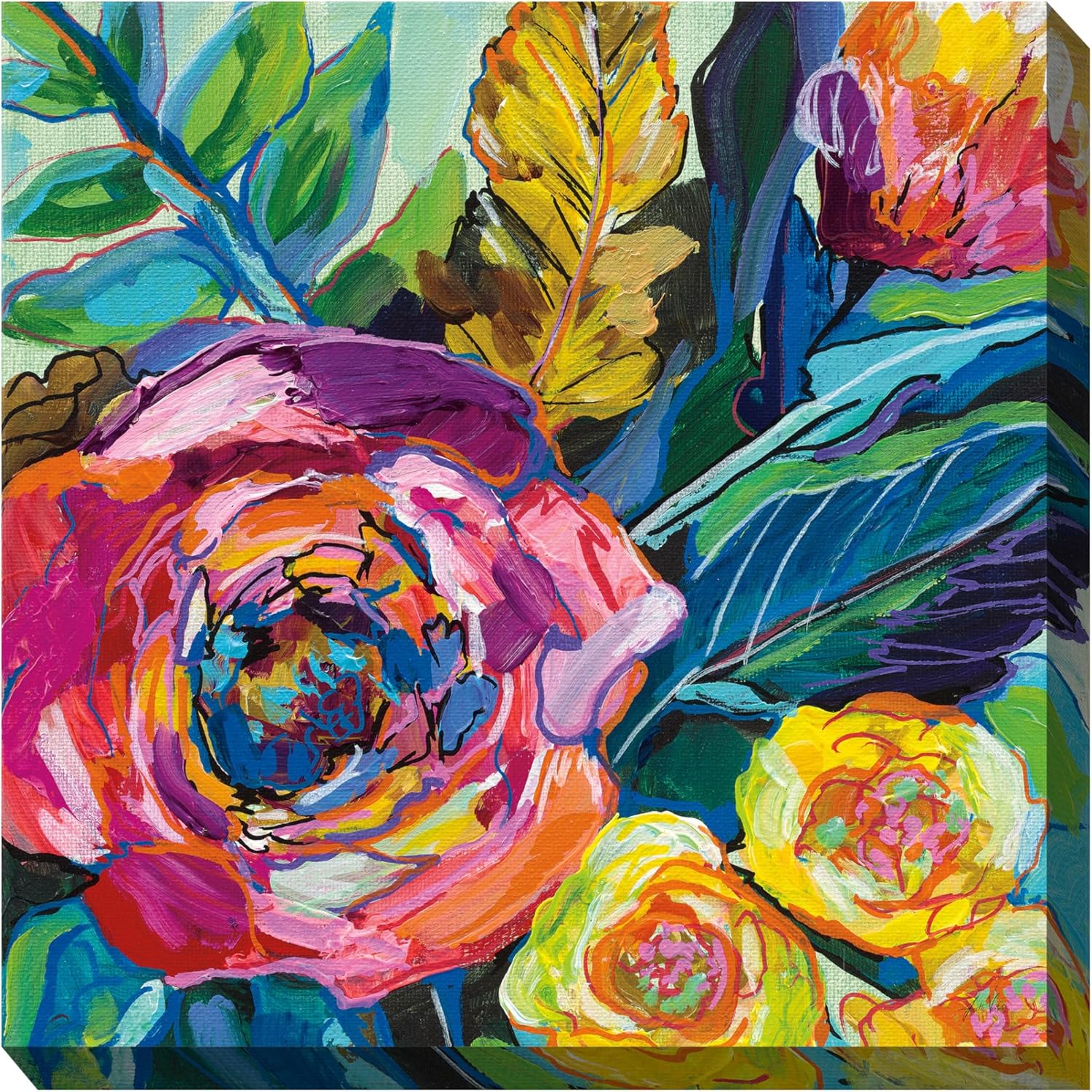 Cottage Garden West of The Wind POP Culture Colorful 24 x 24 Inch Waterproof Gallery Wrapped Canvas, Outdoor Garden, Yard, Patio All Weather Hanging Picture Artwork