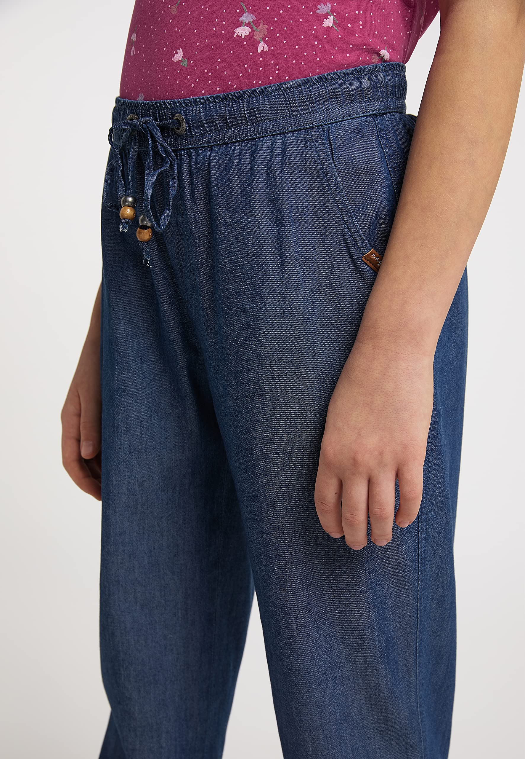 Ragwear Mädchen Hose TALIANA Denim aus Baumwoll-Viskose-Stoff, Vegan, Gummibund mit Tunnelzug und Kordel