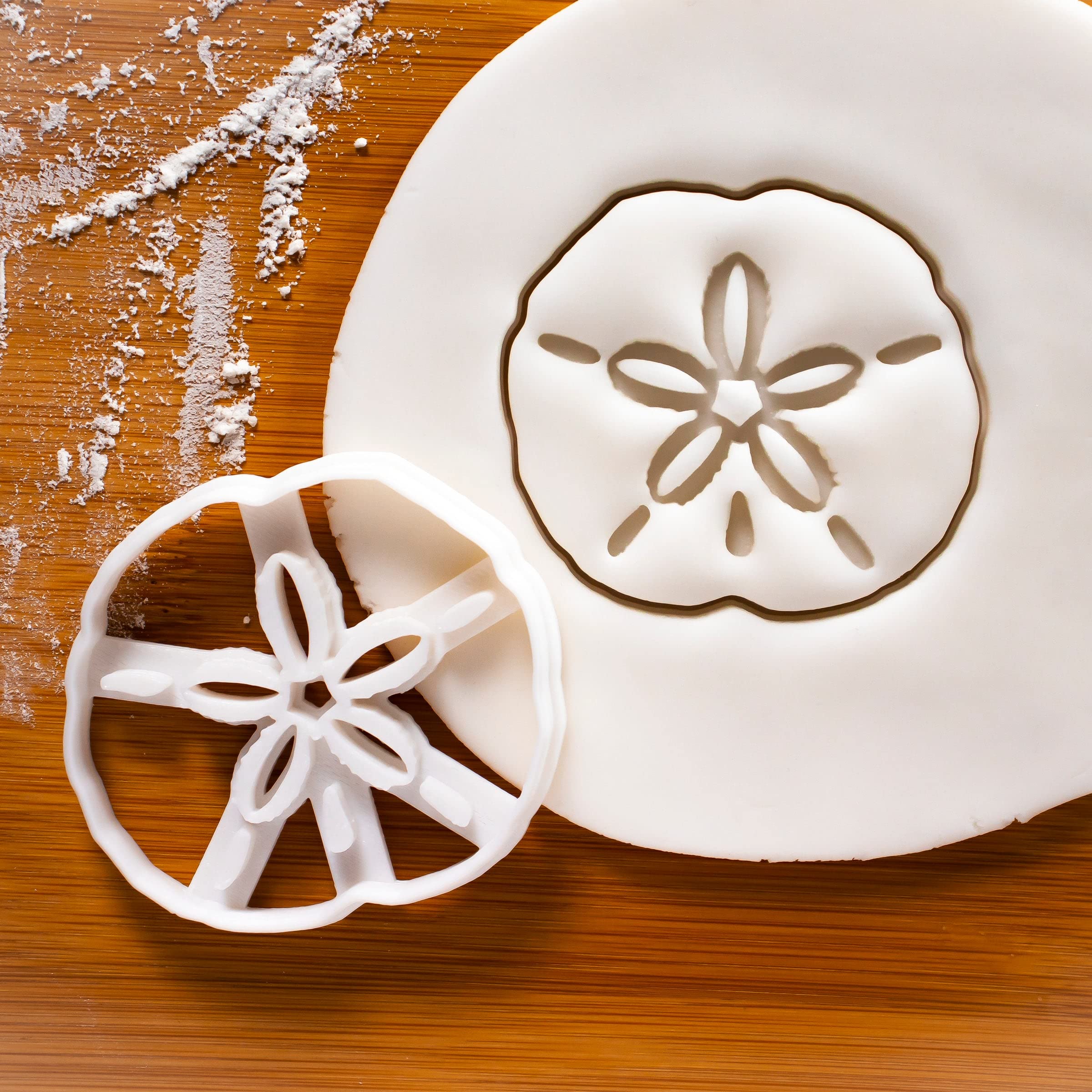 BAKERLOGY Set di 3 formine per biscotti a forma di dollaro di sabbia (dimensioni: normali, grandi, grandi e grandi) – per biscotti a tema estivi, costieri o spiaggia, ideali per fondente, impasto