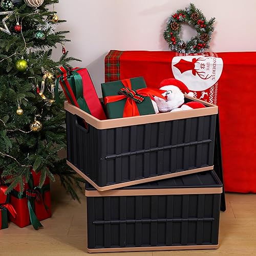 Miniatura 4 de Citylife - Contenedores de almacenamiento plegables de 37 cuartos de galón con tapas, contenedores de almacenamiento de plástico apilables