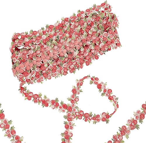 Miniatura 8 de GORGECRAFT Cinta de 5 yardas con ribete de flores, apliques de encaje para manualidades, para vestidos de boda, adornos, decoración de fiesta, ropa,