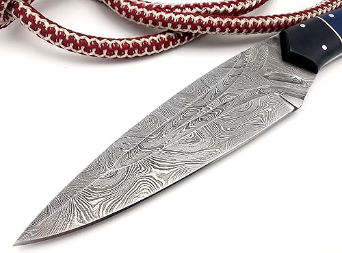Miniatura 4 de Nooraki BK-69 Cuchillo de acero de Damasco hecho a mano para cazar 11 cuchillos - Hermoso mango de hueso de madera de rosa y cuerno de toro