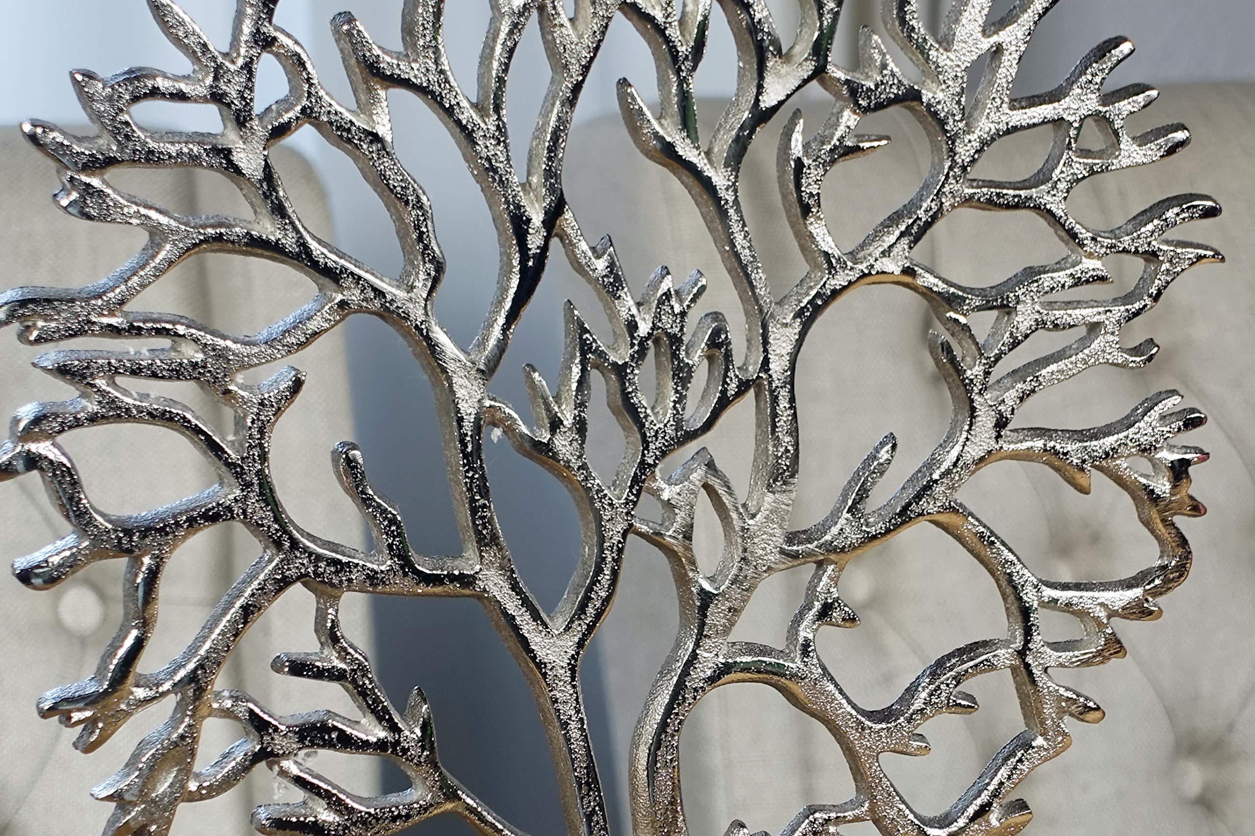 Schmuckbaum Schmuckständer Schmuckhalter Lebensbaum Dekobaum Aluminium Silber - Schmuck Baum für Ringe, Ketten und Armbänder - 38 cm