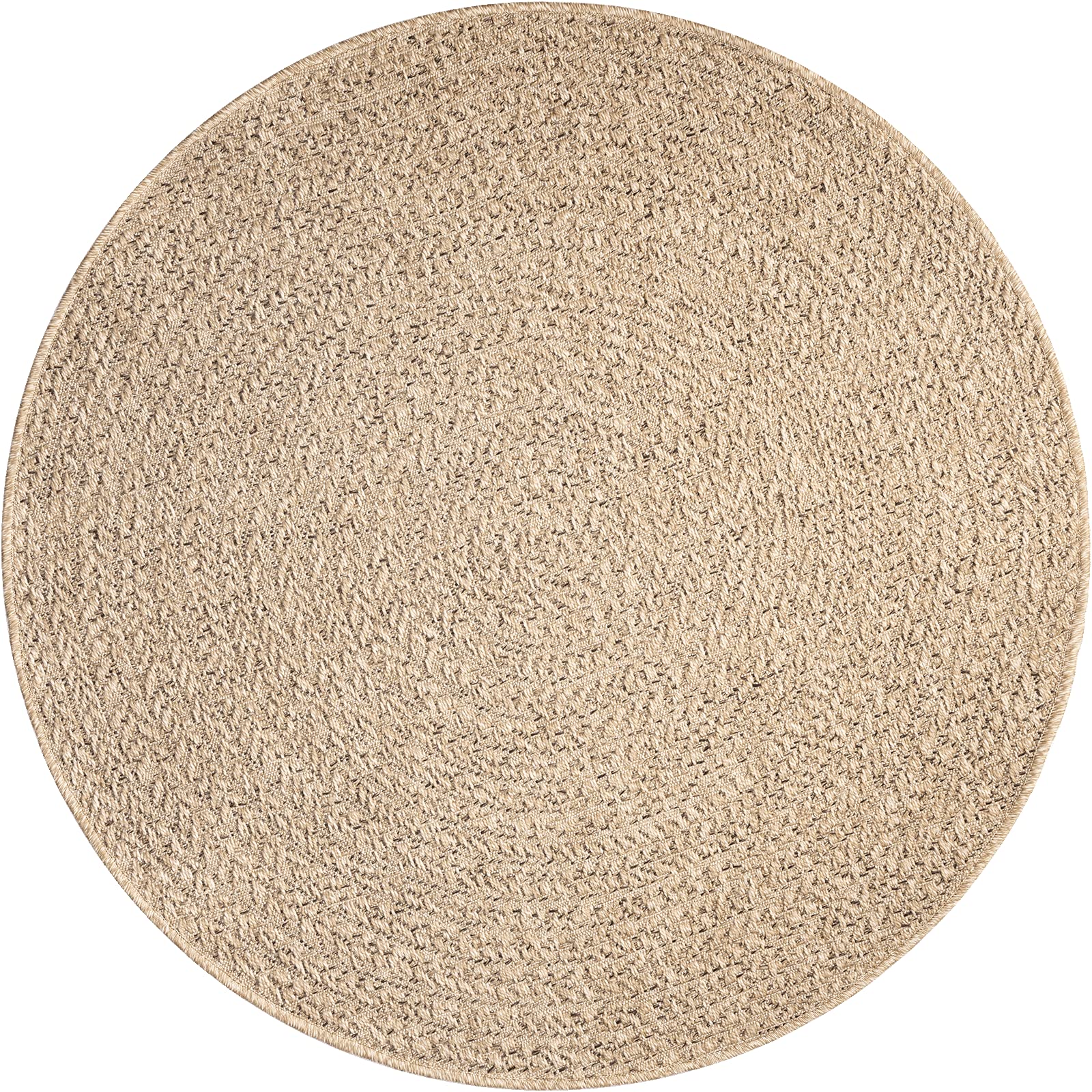 the carpet Kansas Outdoor Teppich – Wetterfester Indoor & Outdoor Teppich im Jute-Look für Balkon, Terrasse, Garten, Wohnzimmer & Esszimmer, pflegeleicht und UV-beständig, ca. 120 cm Rund
