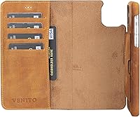 Vista 3 de Venito Florence - Funda de piel tipo cartera compatible con iPhone 11 Pro Max, extra segura con bloqueo RFID, cartera desmontable para teléfono