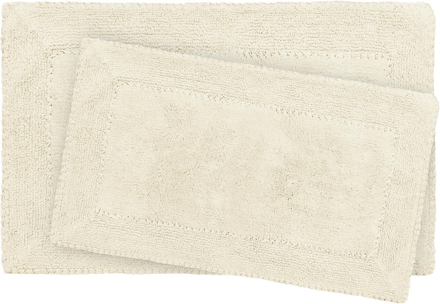 Laura Ashley Ruffle Cotton 2-Piece Bath Rug Set, Ivory : Home & Kitchen