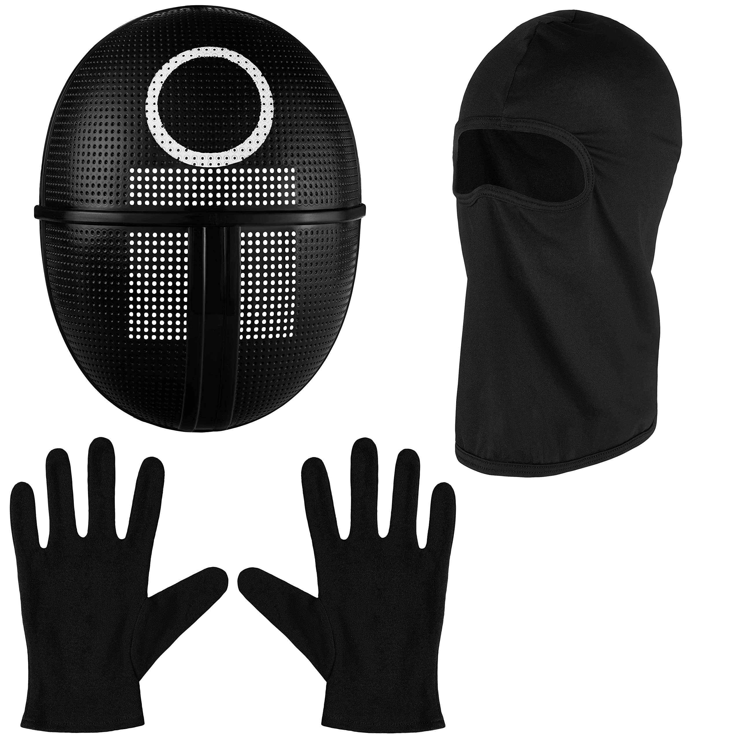 Balinco The Game Mask + Balaclava + Black Gloves + 1x Game Card for Halloween Carnival & Carnival as Costume for Men & Women (Circle)