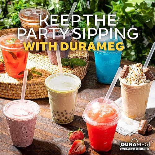 Miniatura 8 de Durameg 100 unidades  12 onzas. Vasos desechables de plástico PET transparente con tapas de cúpula