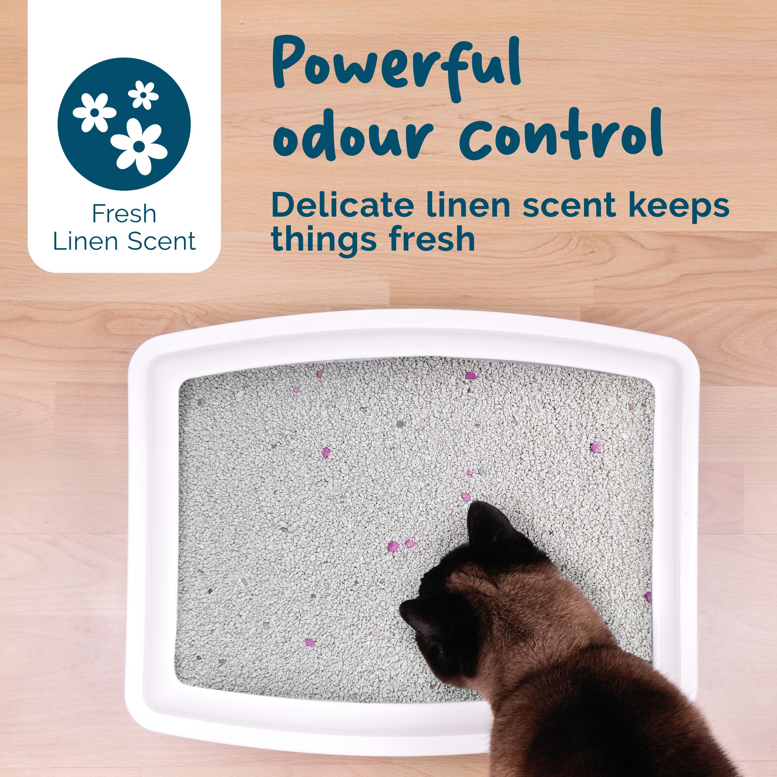 Petsentials Litière agglomérante pour chat – 10 L | Litière naturelle en bentonite pour chat pour une absorption ultra | Contrôle des odeurs | Parfum de lin frais