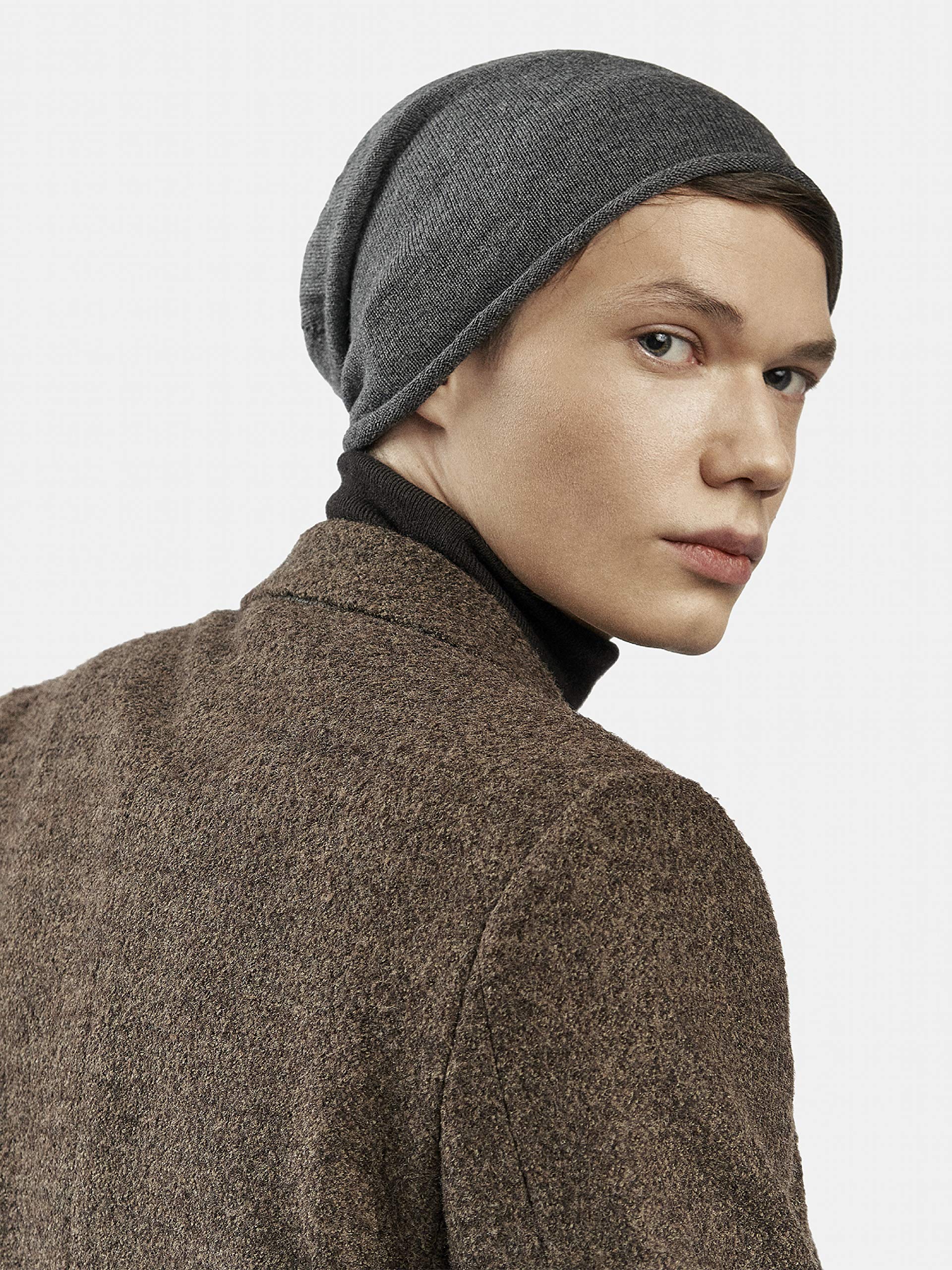 Enter the Complex® Lekka czapka z merynosów, jednowarstwowa dzianina Slouch Beanie, 100% wełna z merynosów, dla kobiet i mężczyzn, inne kolory, brązowy, Rozmiar uniwersalny